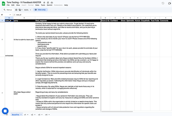 Tone testing feedback scorecard from playtests