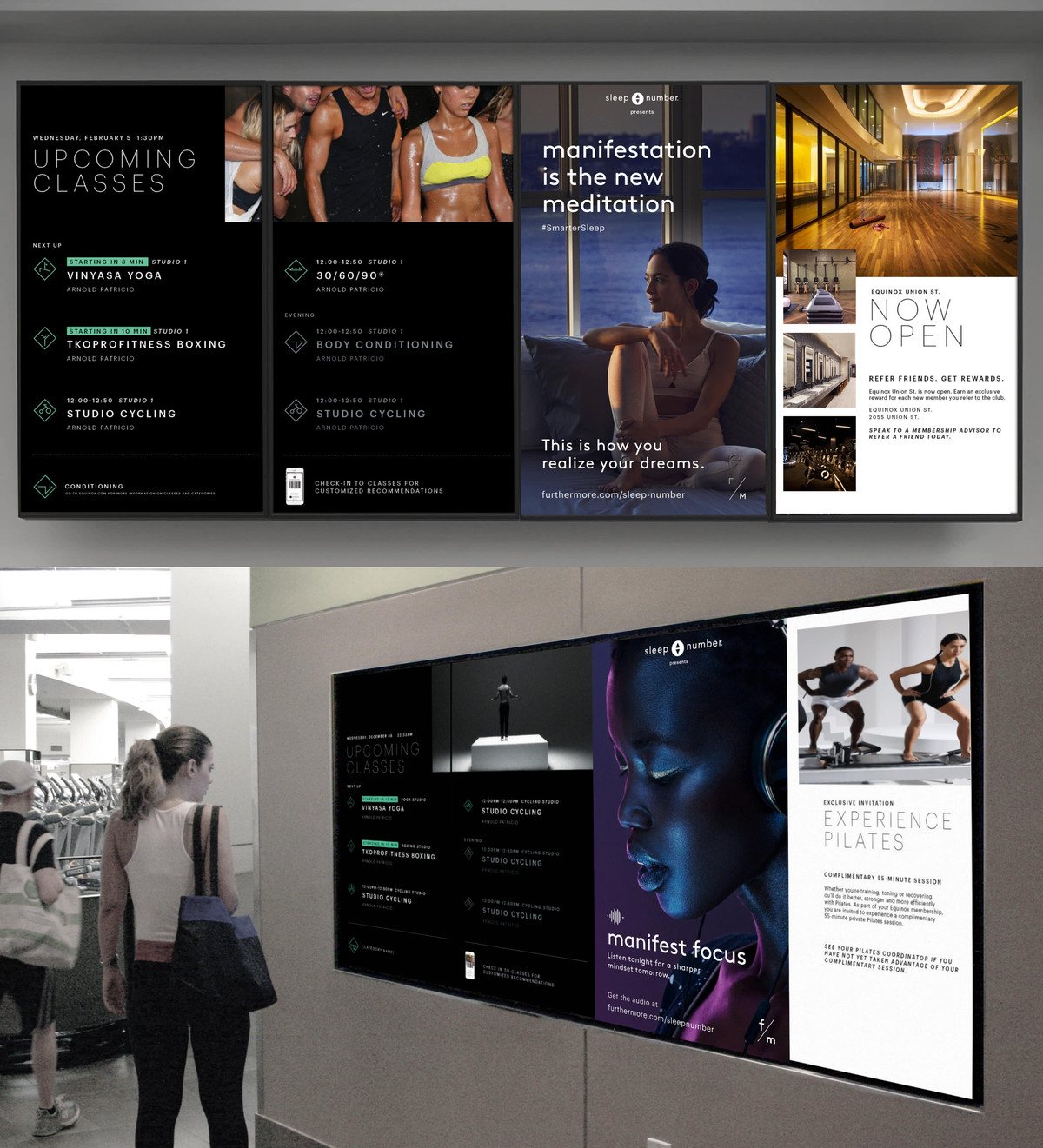 In-club digital signage with Sleep Number promotions