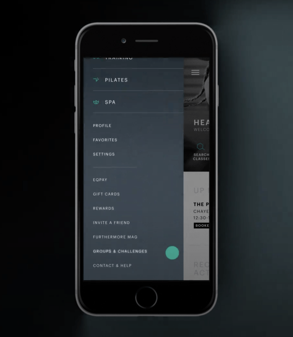 Existing app menu with Furthermore buried lower in navigation