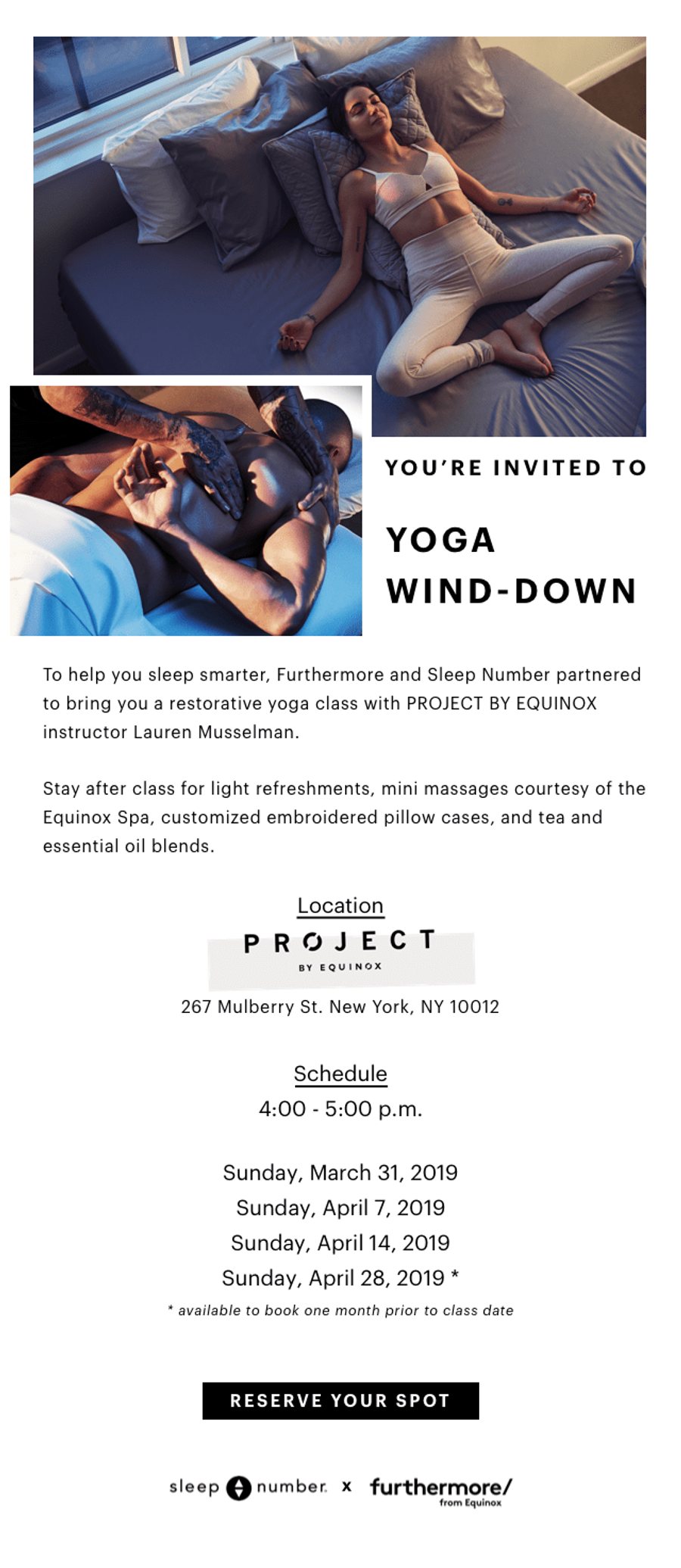 Yoga Wind-Down pop-up class invitation email
